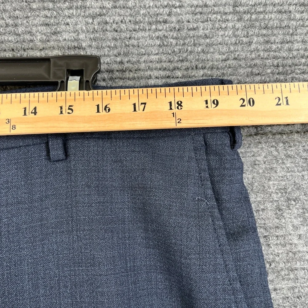 Hart Schaffner Marx Dress Pants Mens 40x30 Blue Wool Blend Flat Front Business